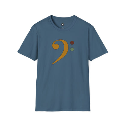 Multi-colored bass clef graphic tee