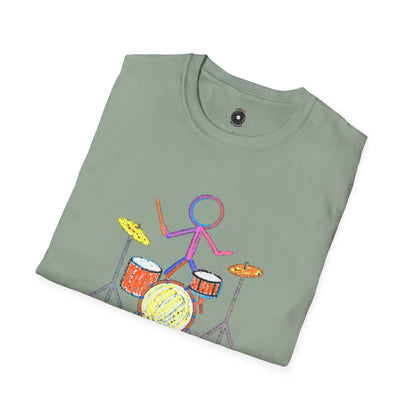 Drummer in crayon graphic