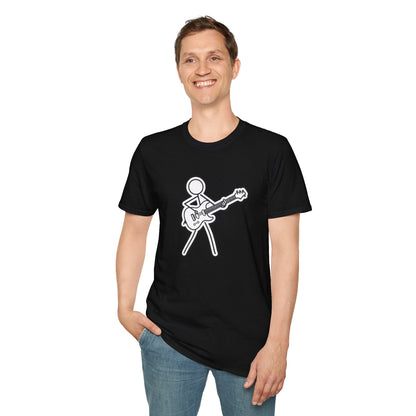 Stick figure playing guitar