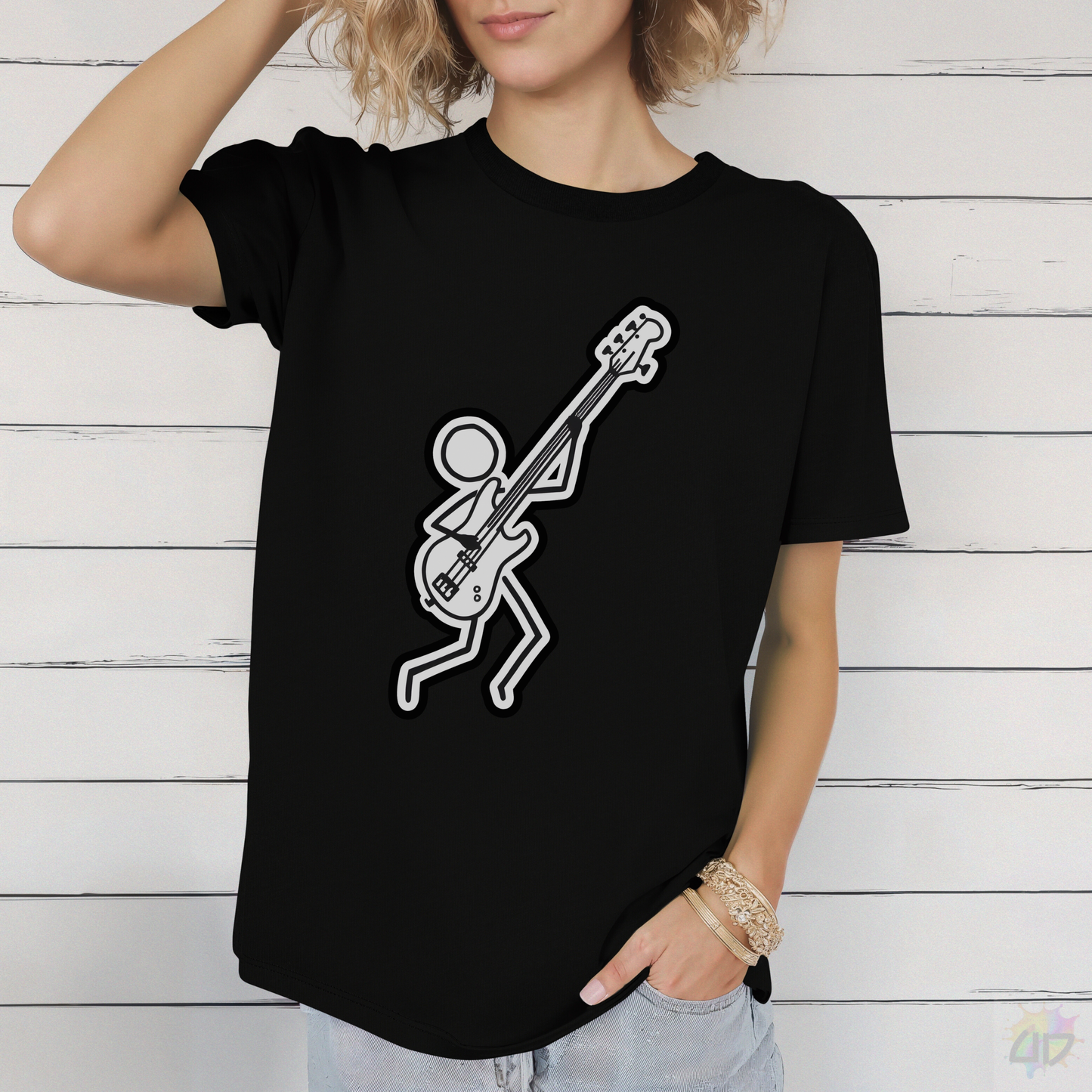 Stick Figure Bass Solo Graphic Tee.