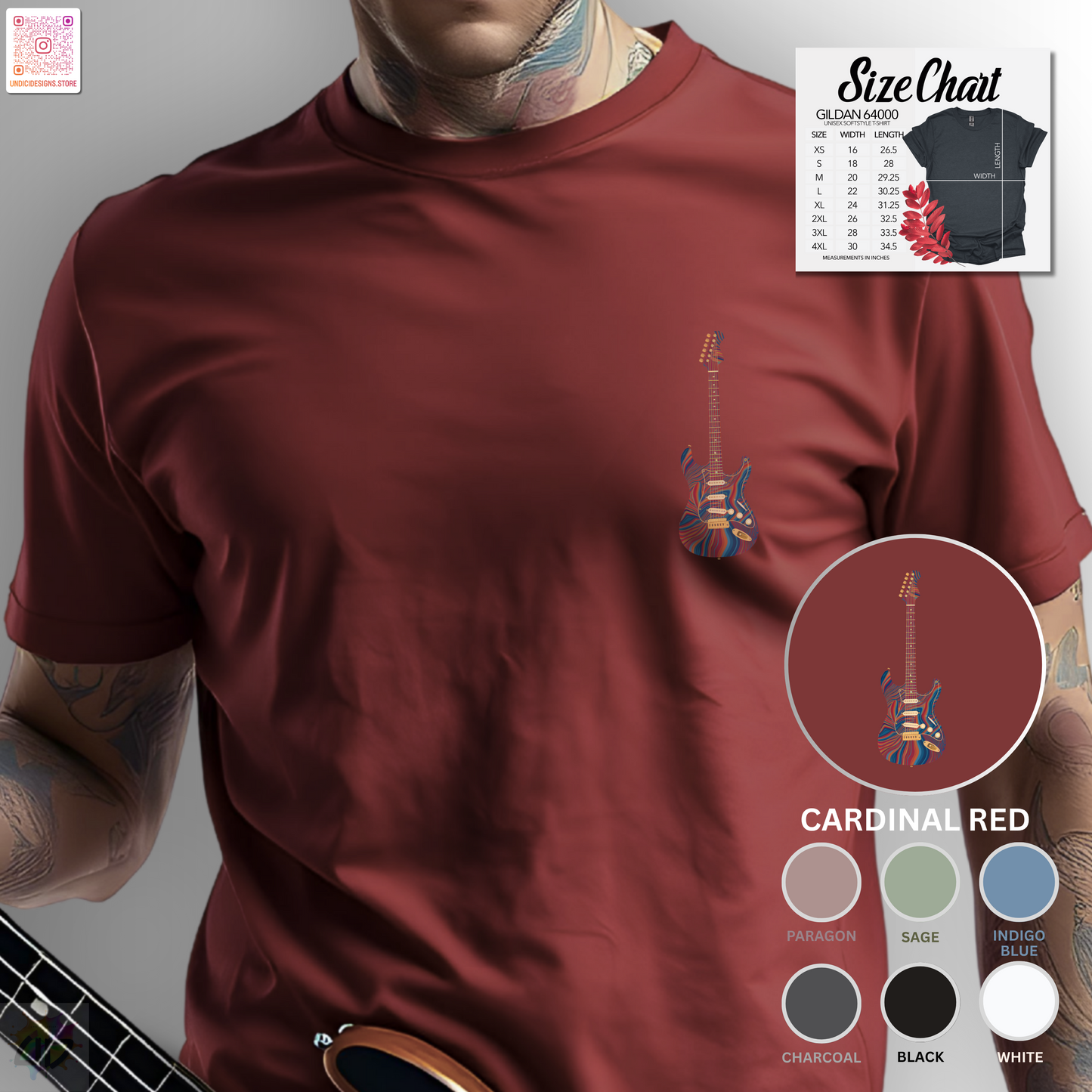 Psychedelic strat style pocket graphic tee