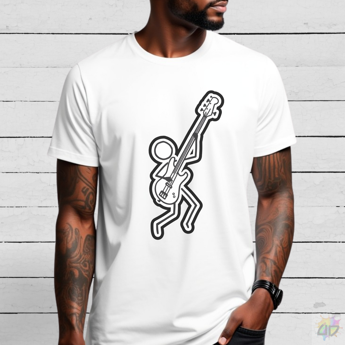 Stick Figure Bass Solo Graphic Tee.