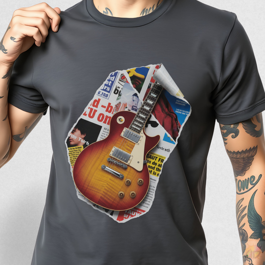 LP Style Guitar Body Cutout Graphic Tee.