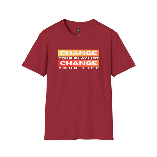 "Change your playlist, change your life" in gradient color