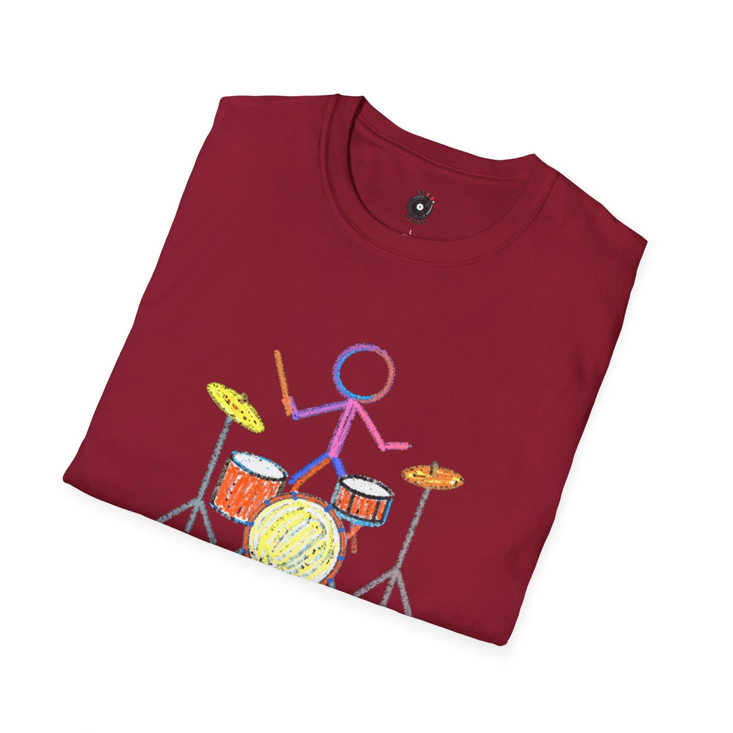Drummer in crayon graphic