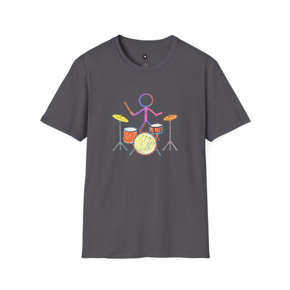 Drummer in crayon graphic