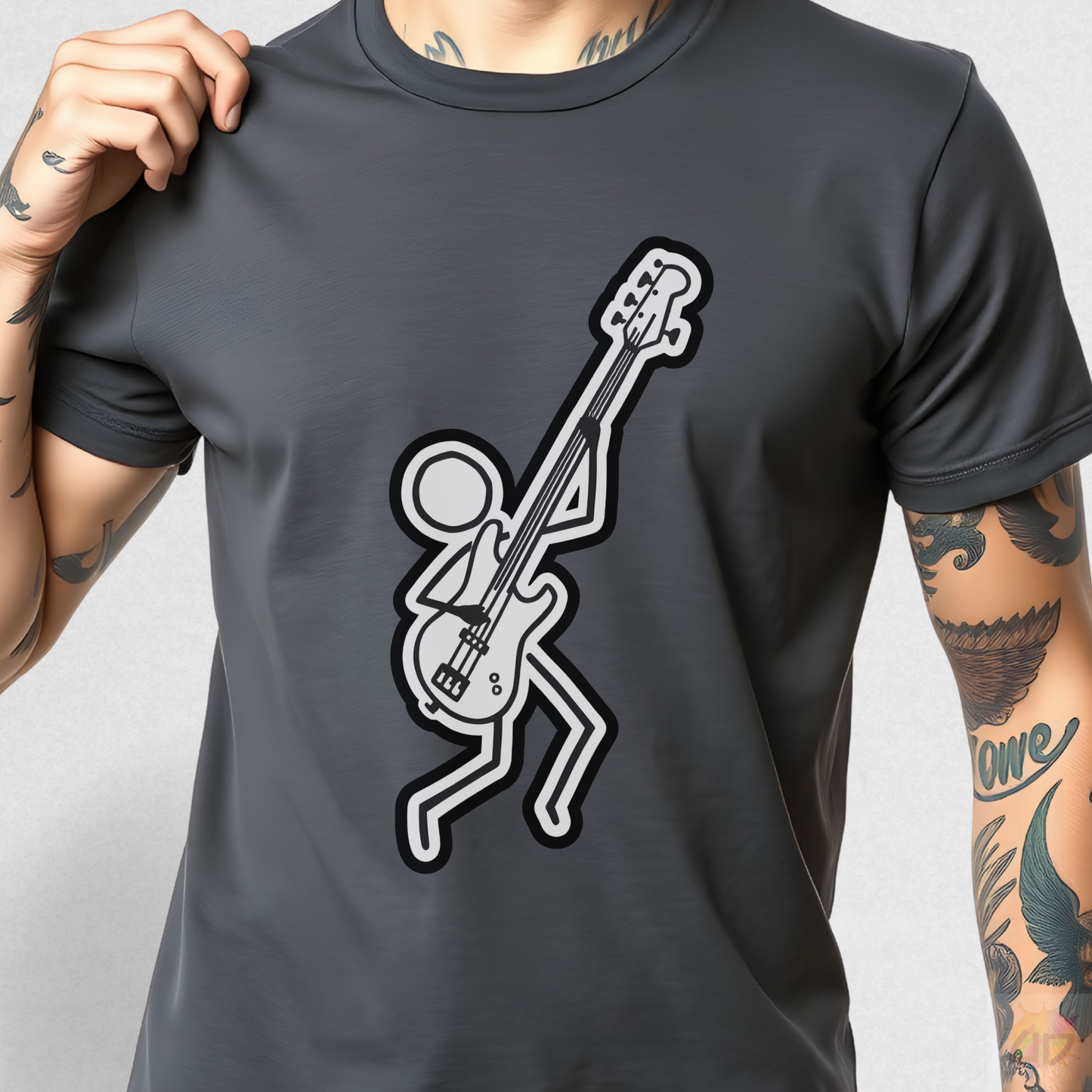 Stick Figure Bass Solo Graphic Tee.