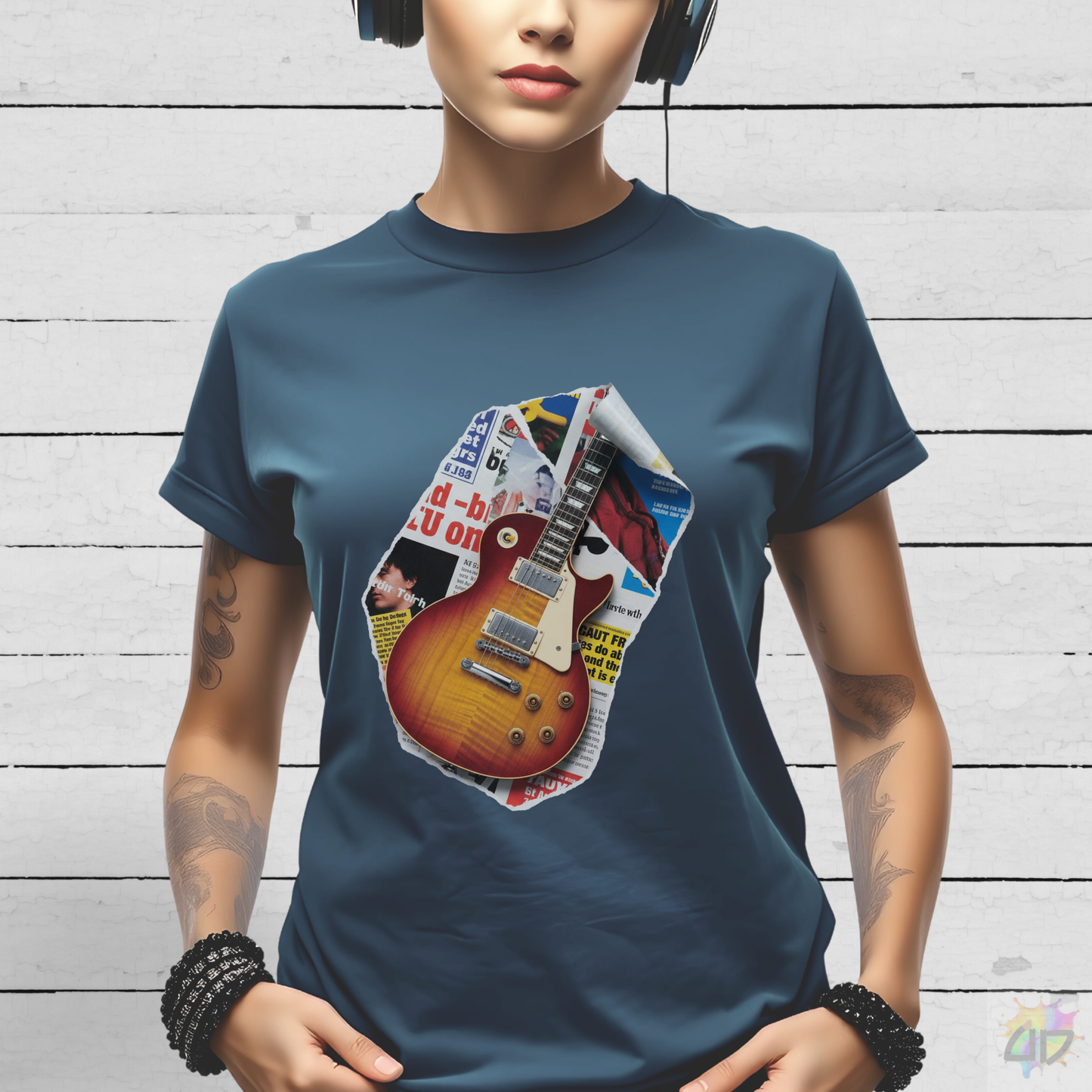 LP Style Guitar Body Cutout Graphic Tee.