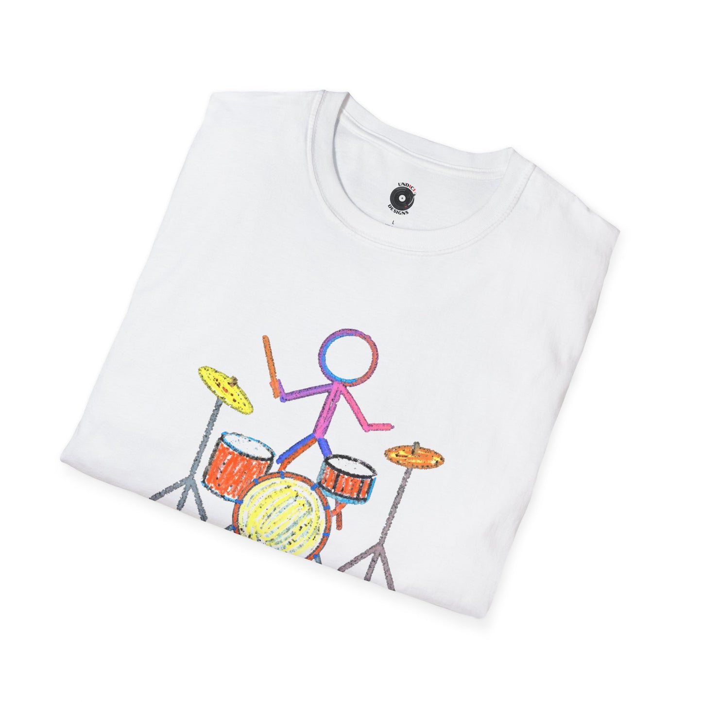 Drummer in crayon graphic