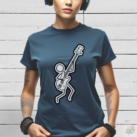 Stick Figure Bass Solo Graphic Tee.