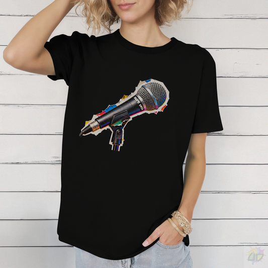 Microphone Cut from a Magazine Graphic Tee.
