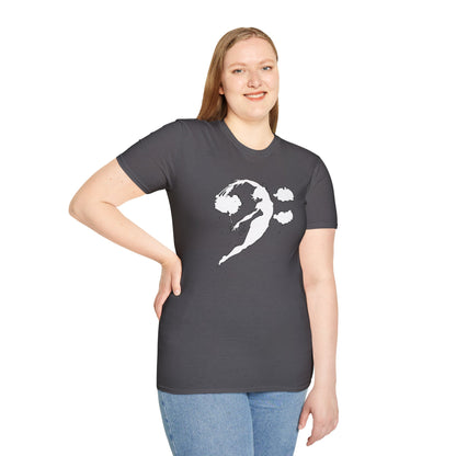 Bass clef in woman silhouette graphic.