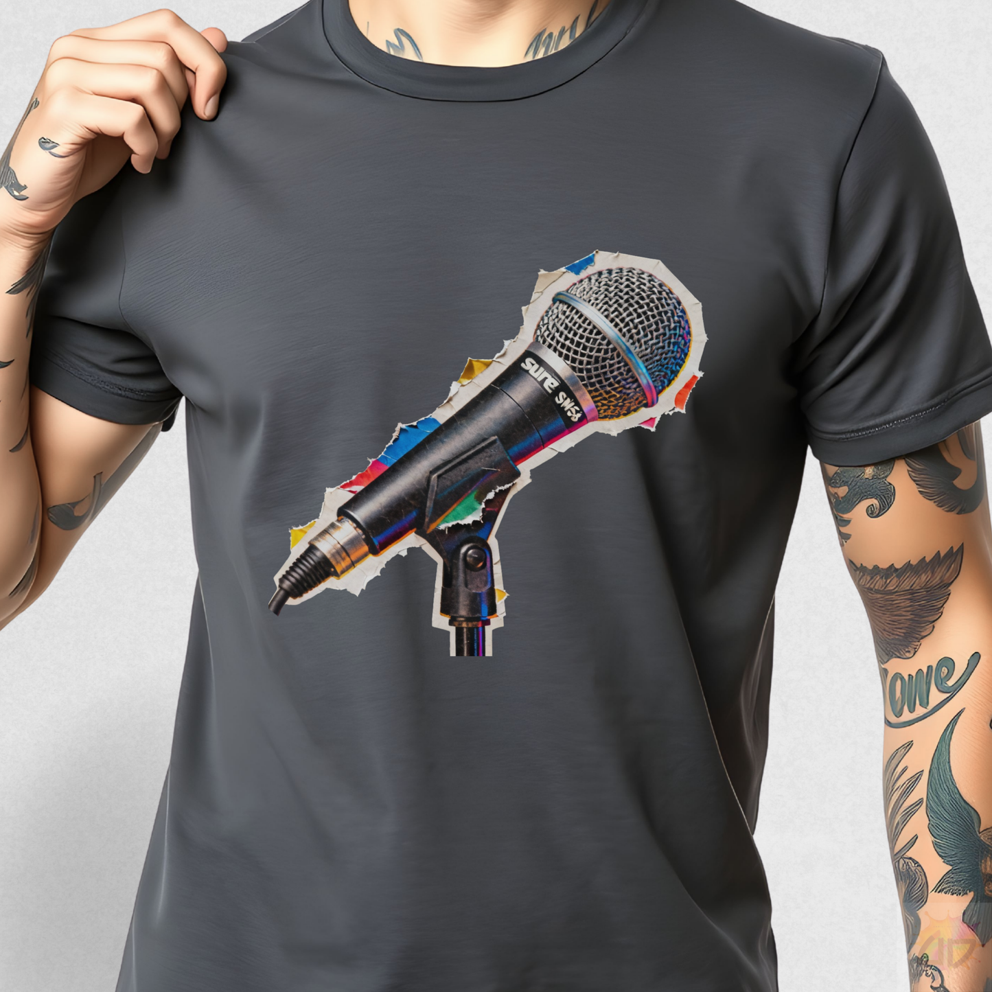 Microphone Cut from a Magazine Graphic Tee.