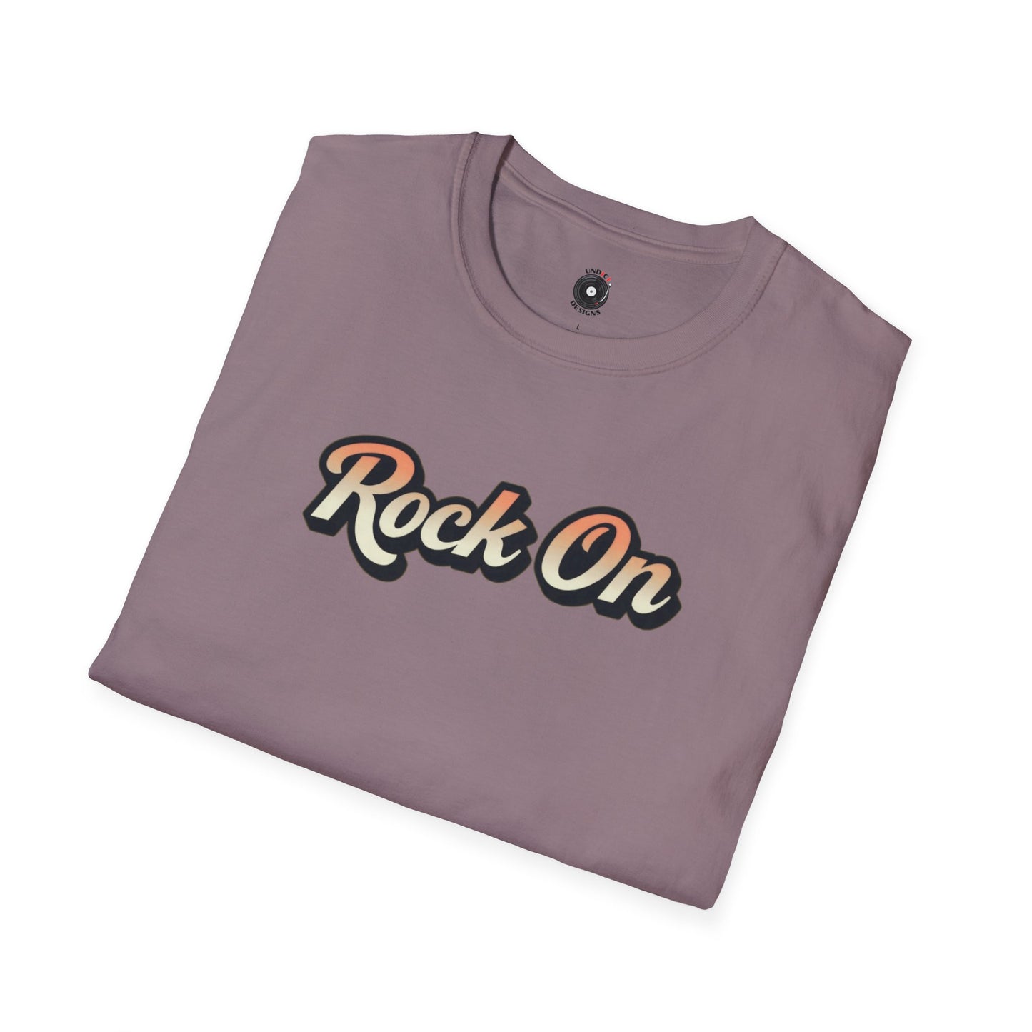 "Rock On" in vintage type.