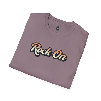 "Rock On" in vintage type.