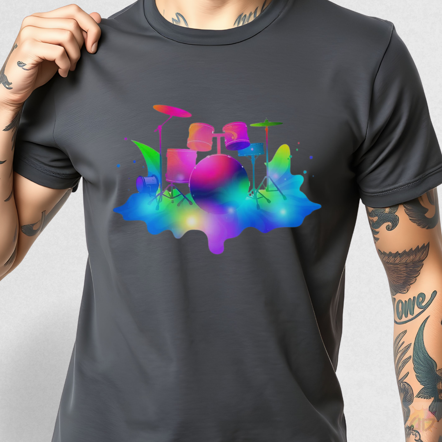 Colorful Drum Set in a Splash Graphic Tee.