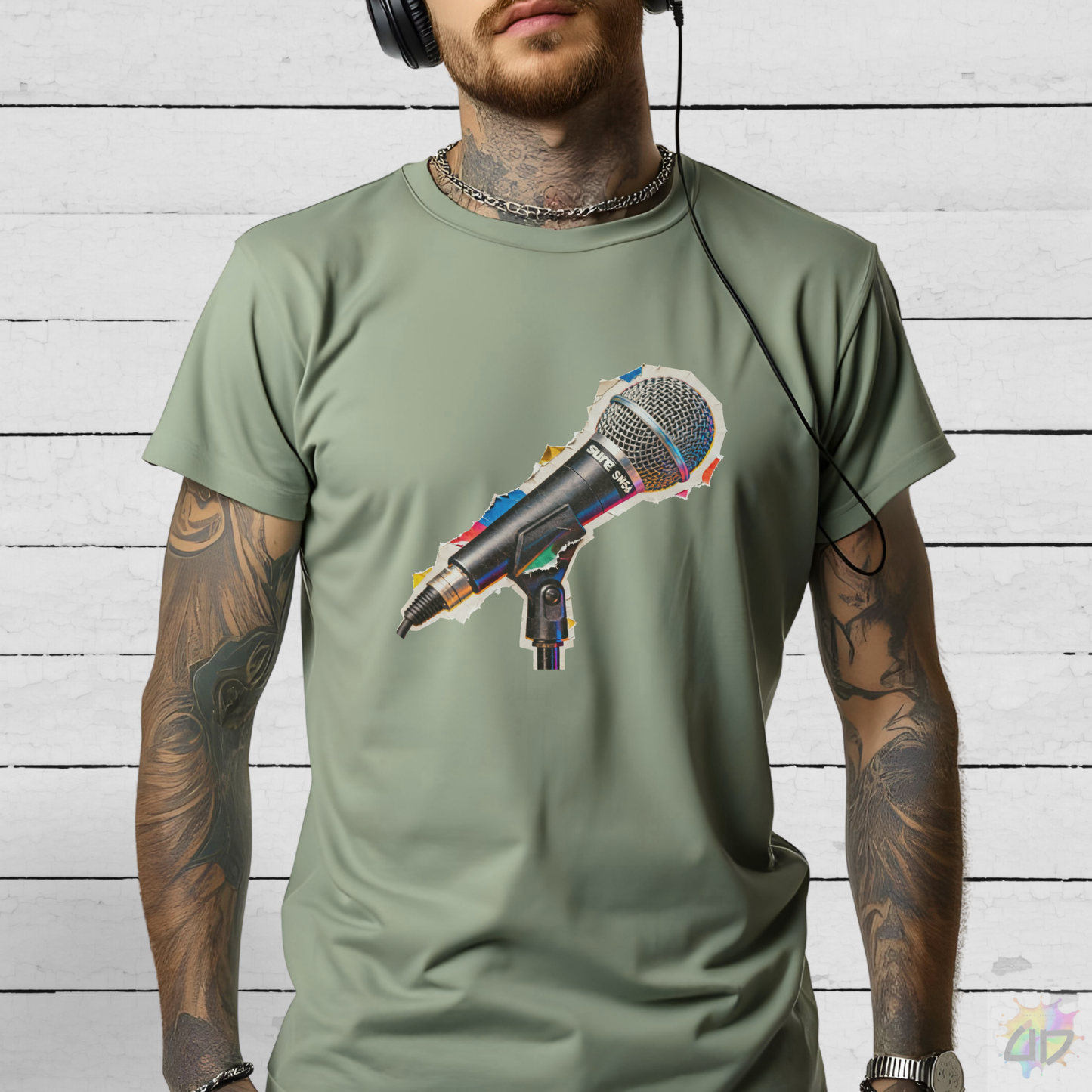 Microphone Cut from a Magazine Graphic Tee.