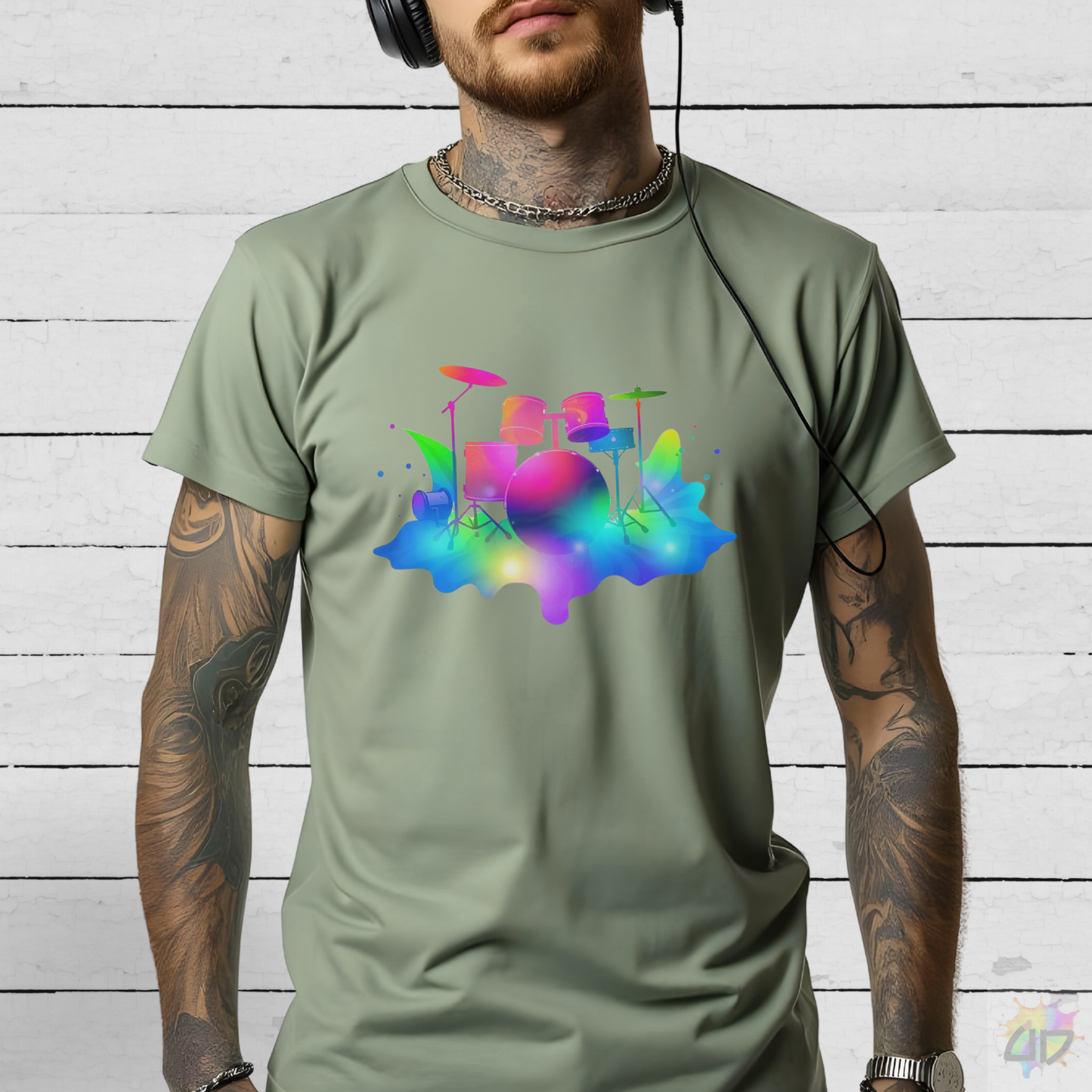 Colorful Drum Set in a Splash Graphic Tee.