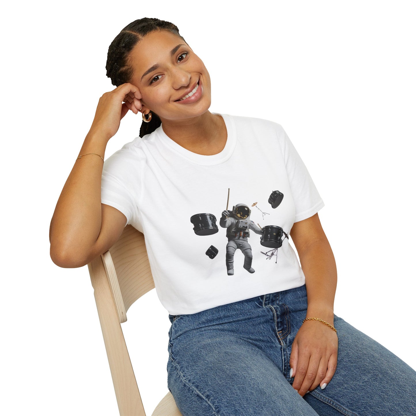 Astronaut Drummer floating in space