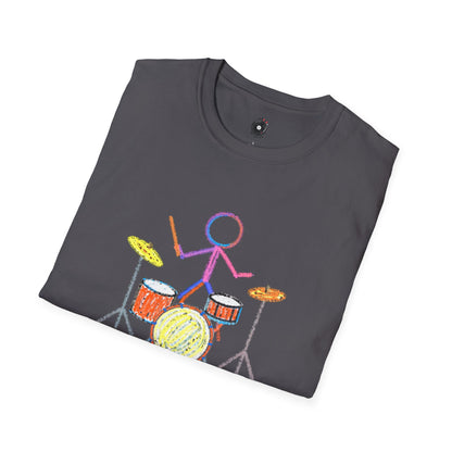 Drummer in crayon graphic
