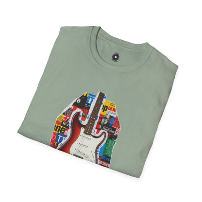 Strat style guitar magazine cutout graphic