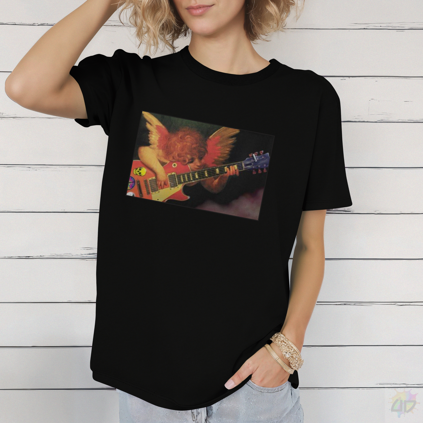 Cherub Playing Guitar Graphic Tee.