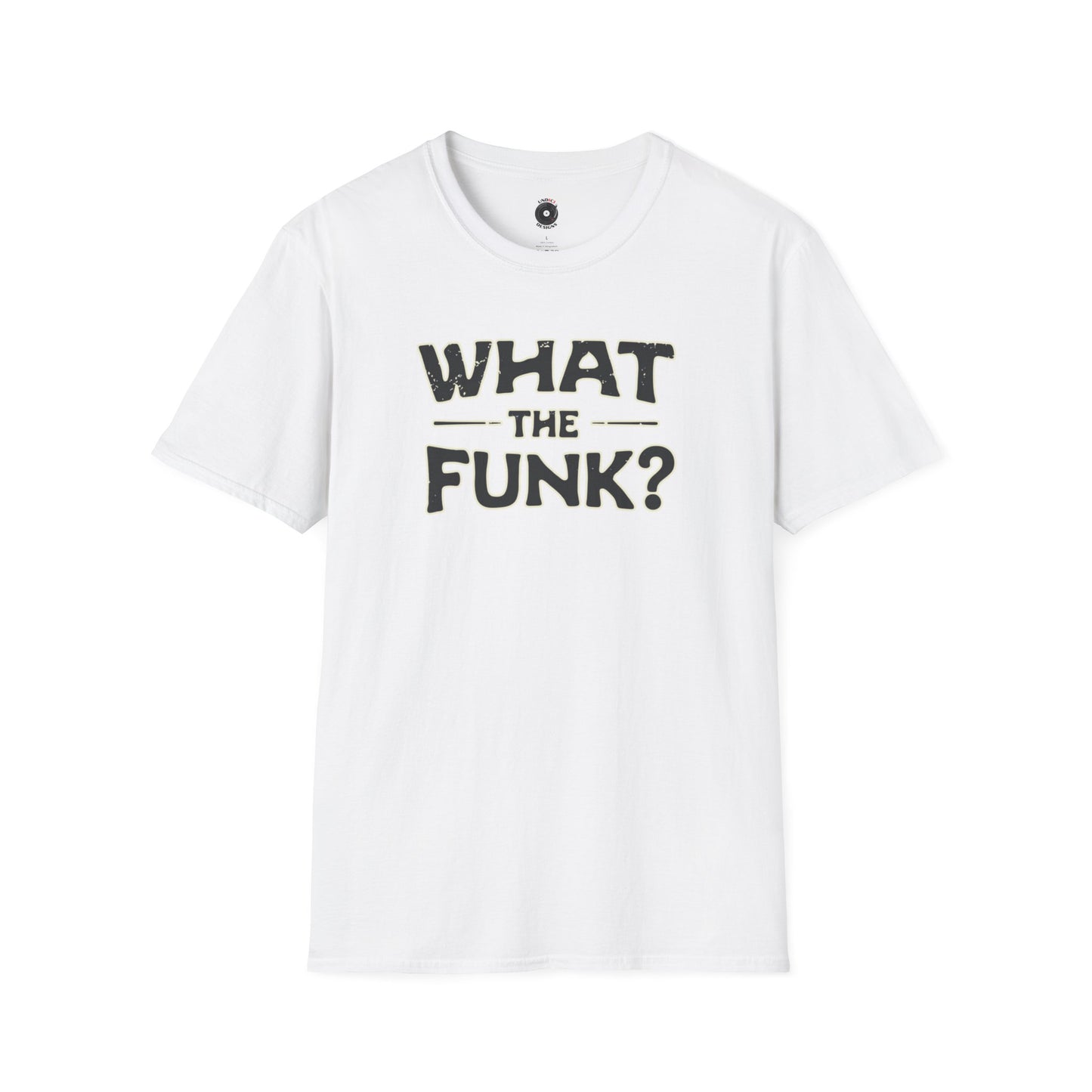 "What the funk? in vintage style text.