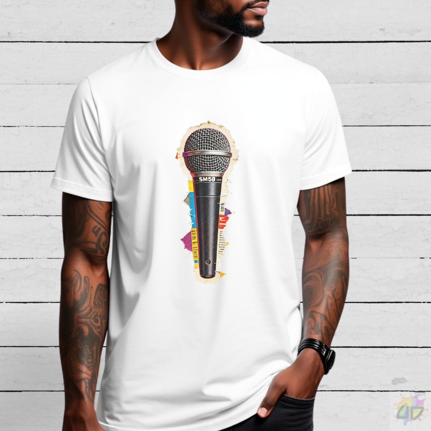 Microphone Cutout Magazine Graphic Tee.