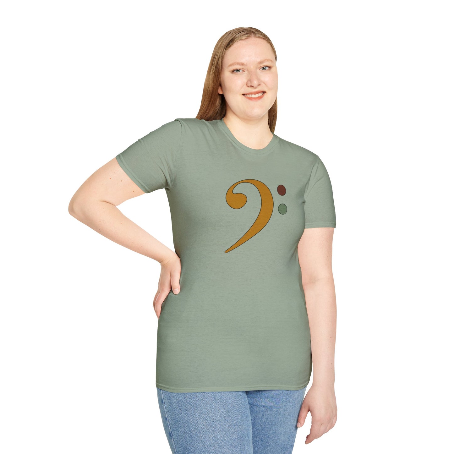 Multi-colored bass clef graphic tee