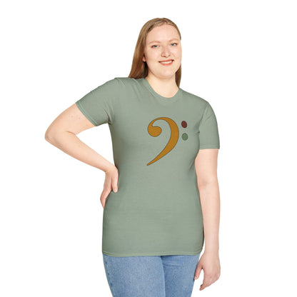 Multi-colored bass clef graphic tee