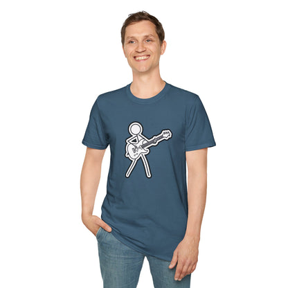 Stick figure playing guitar