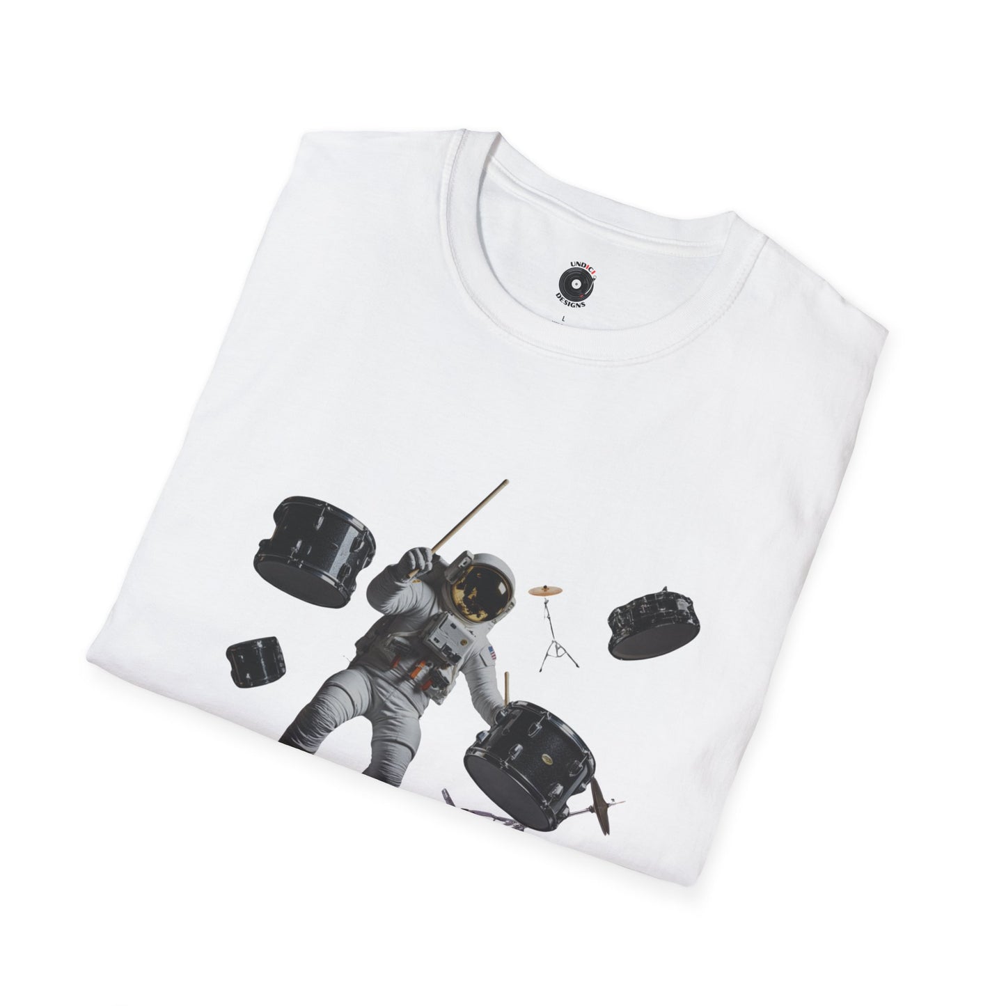 Astronaut Drummer floating in space