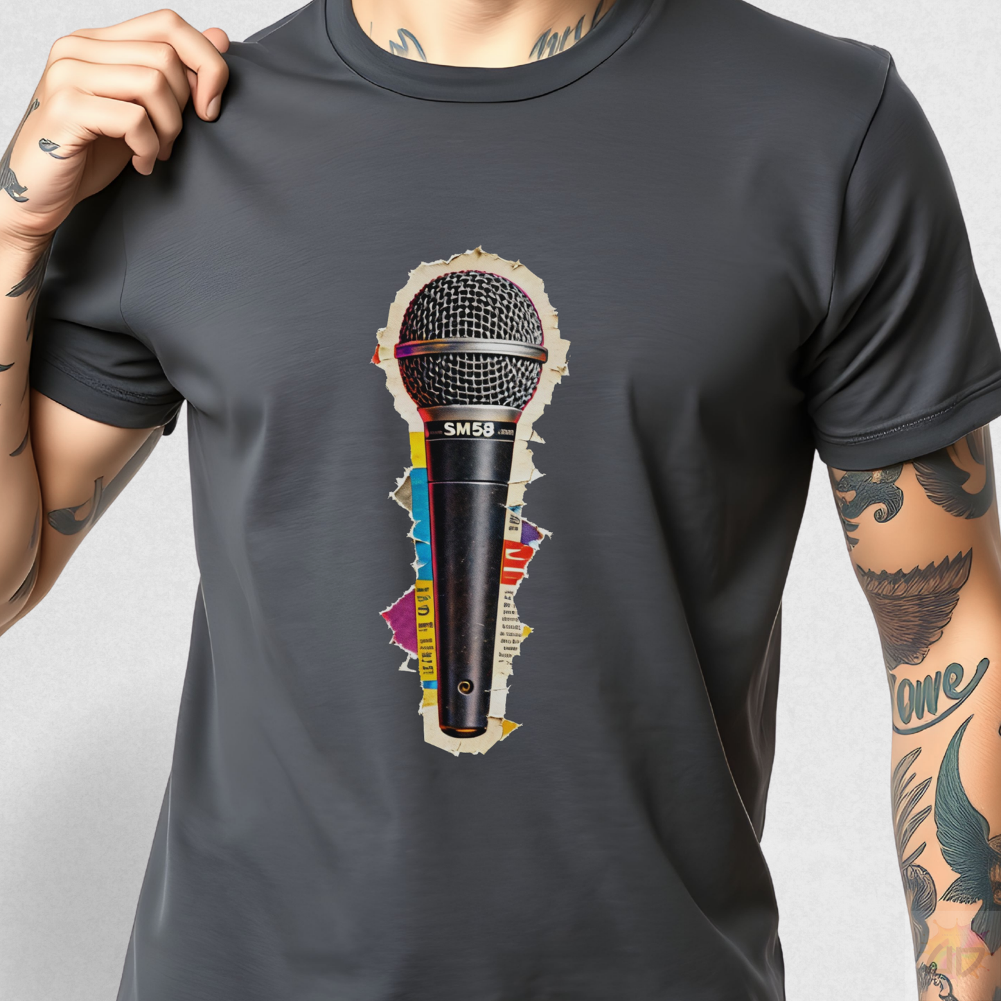 Microphone Cutout Magazine Graphic Tee.