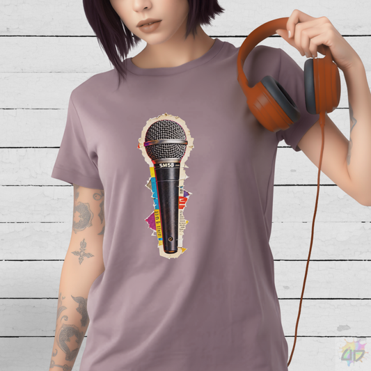 Microphone Cutout Magazine Graphic Tee.