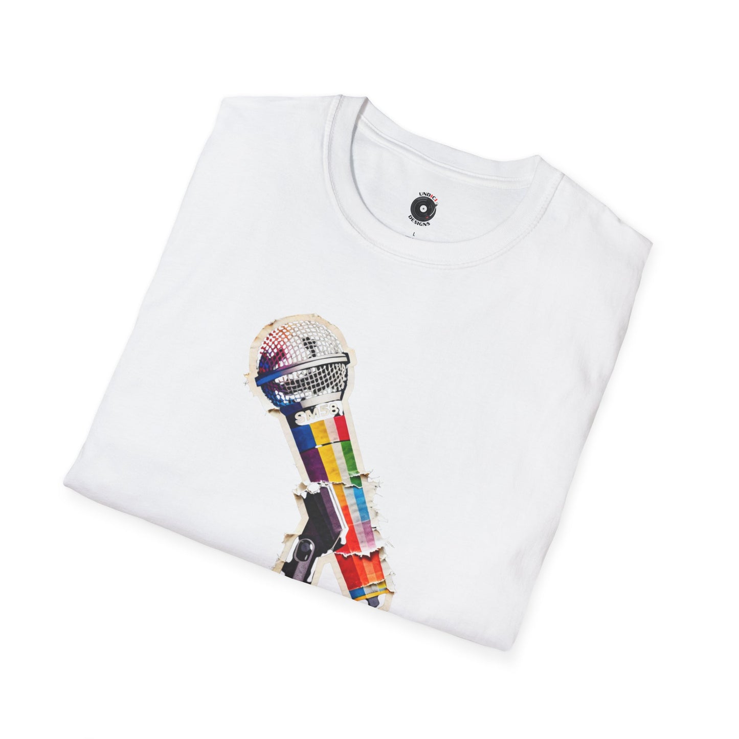 Colorful microphone cutout graphic