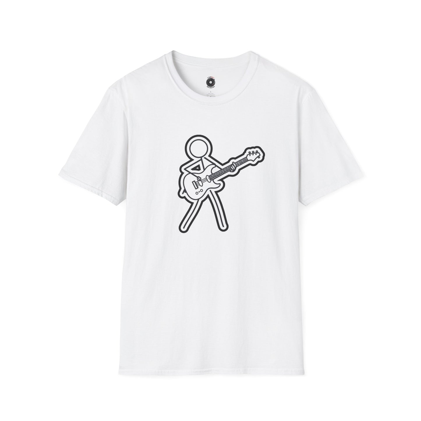 Stick figure playing guitar