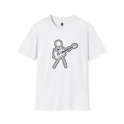 Stick figure playing guitar