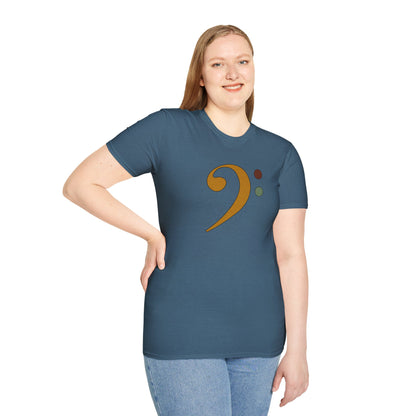 Multi-colored bass clef graphic tee