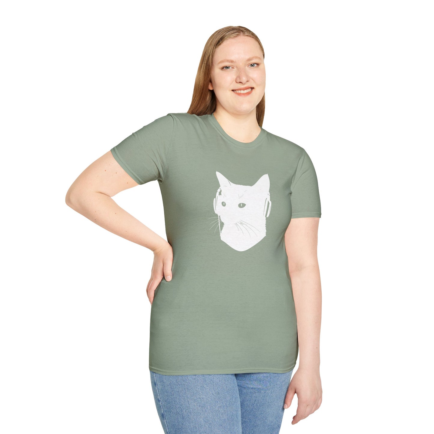 silhouette of kitten wearing headphones