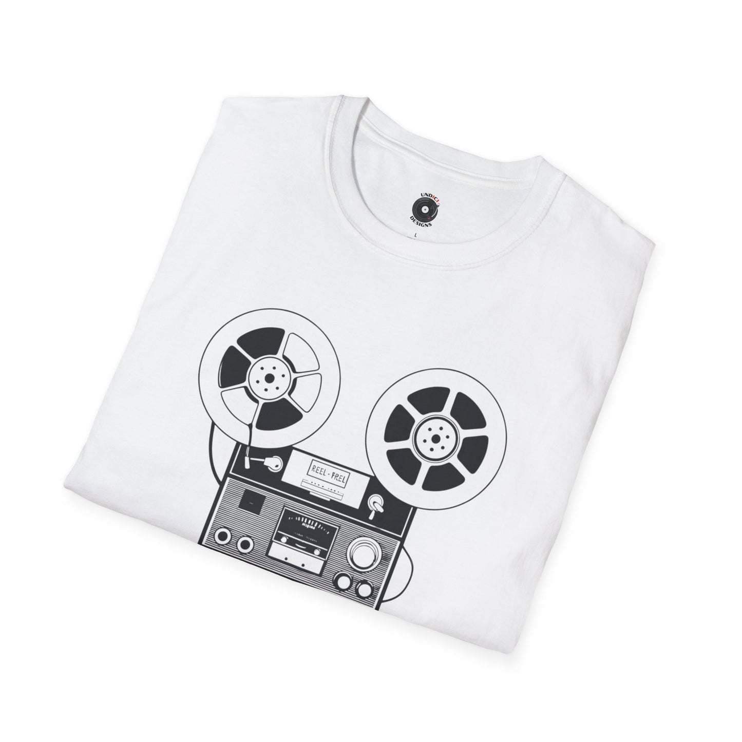 Antique reel to reel graphic.