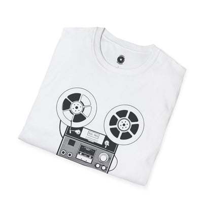 Antique reel to reel graphic.