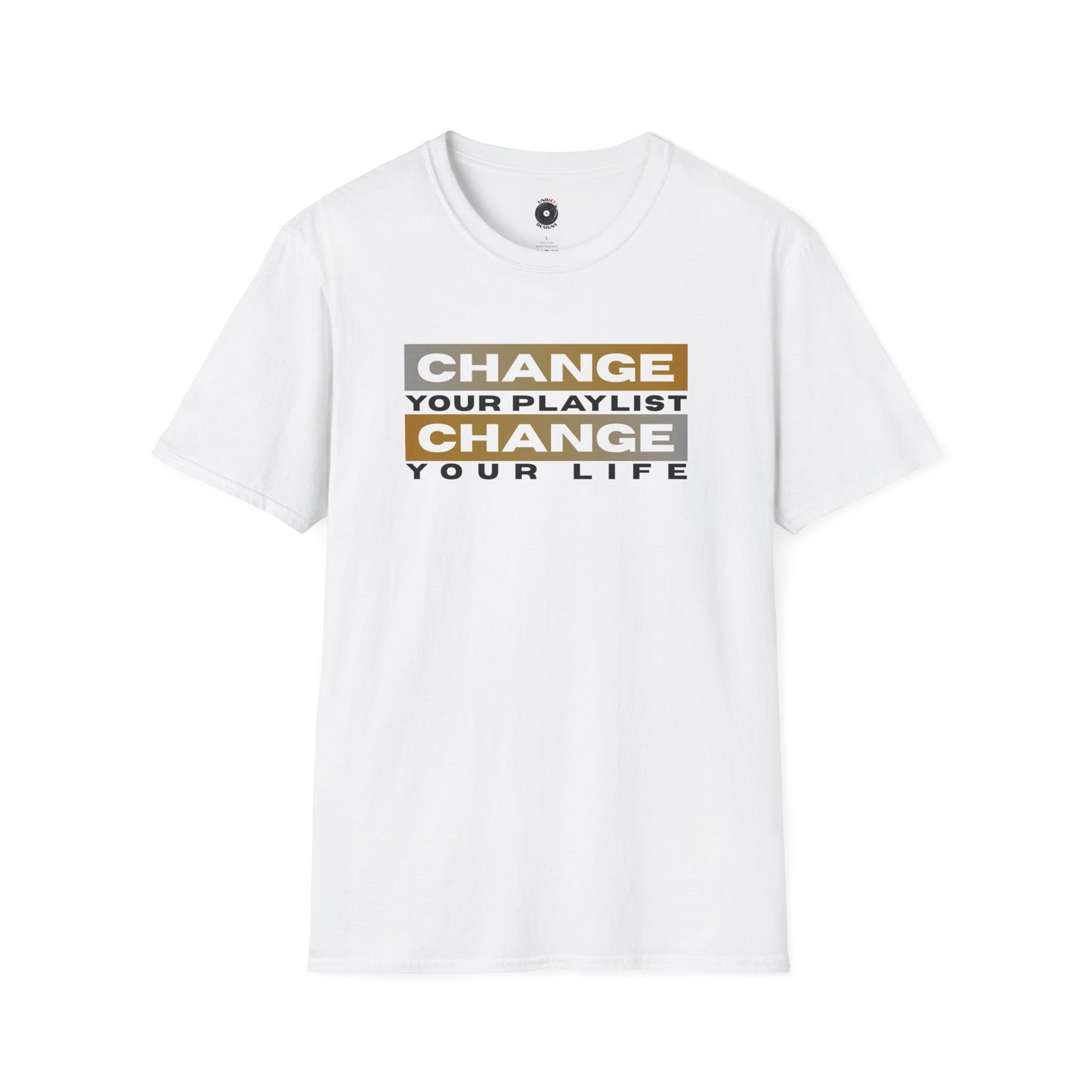 "Change your playlist, change your life" in gradient color