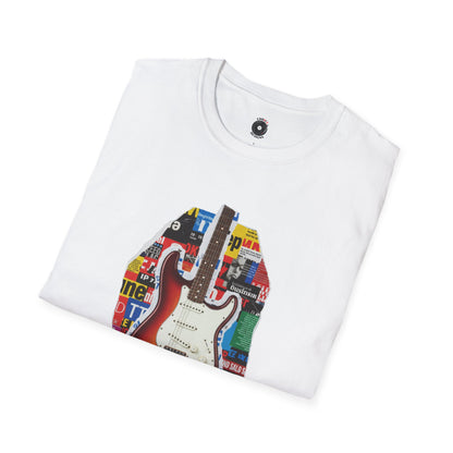 Strat style guitar magazine cutout graphic