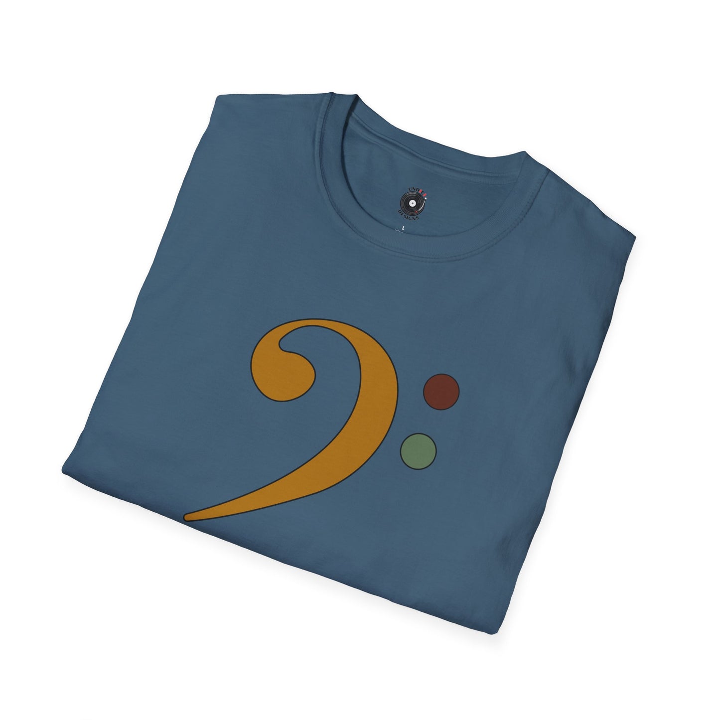 Multi-colored bass clef graphic tee