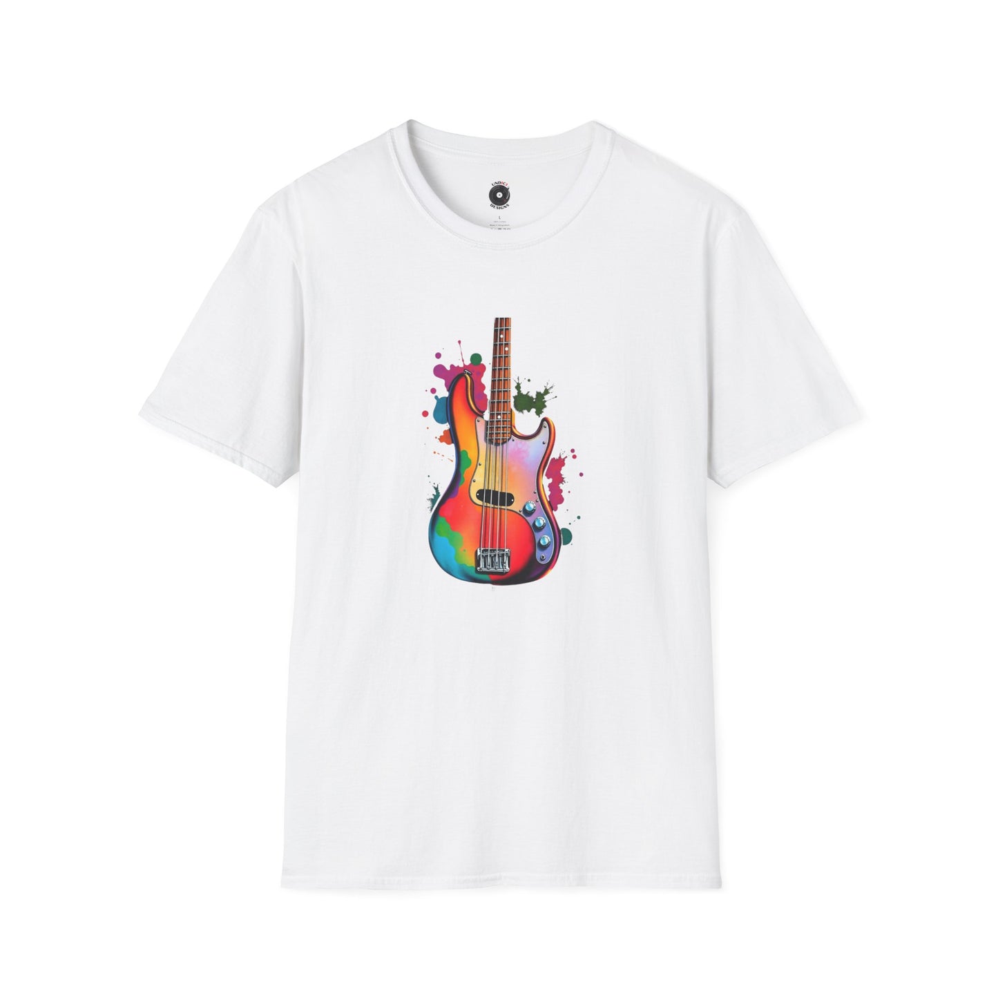 Colorful Jazz Bass Body on a colorful splash graphic.