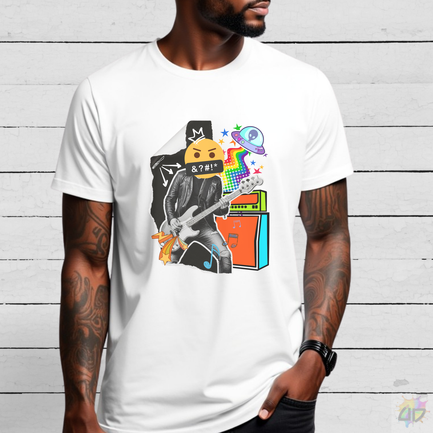 Bass Player Graffiti Graphic Tee.