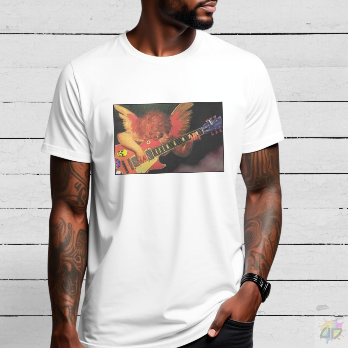 Cherub Playing Guitar Graphic Tee.