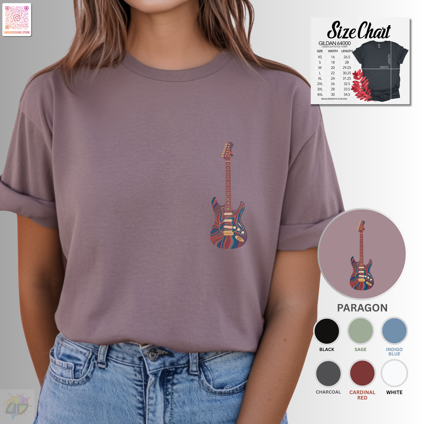 Psychedelic strat style pocket graphic tee