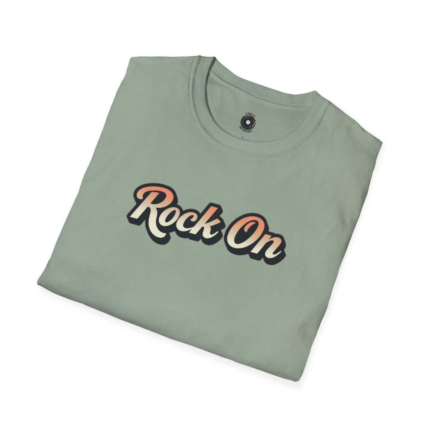 "Rock On" in vintage type.