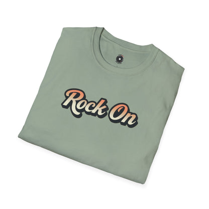 "Rock On" in vintage type.